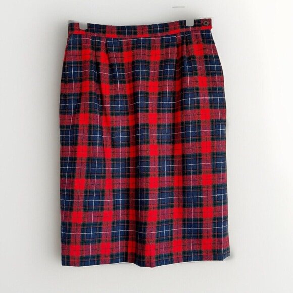 Vintage Pendleton Pure Virgin Wool Skirt Sz 8 Christmas Plaid Manson Tartan USA - Picture 1 of 6